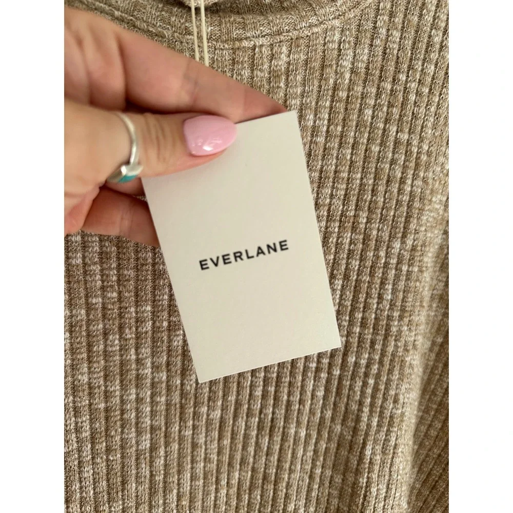 Everlane Craft Rib Boxy Funnel Neck Women XS Cornstalk Bone NWT Sustainable Knit